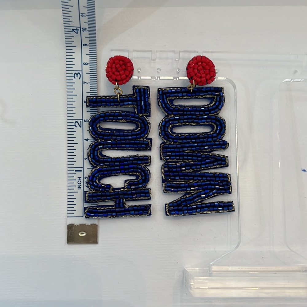Touchdown! New Football Earrings! Blue and Red! New! - Picture 4 of 6